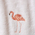 Pink håndklæde med flamingo broderi
