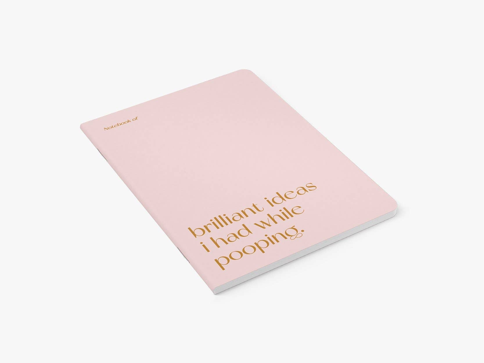 Pink notesbog med guldtekst