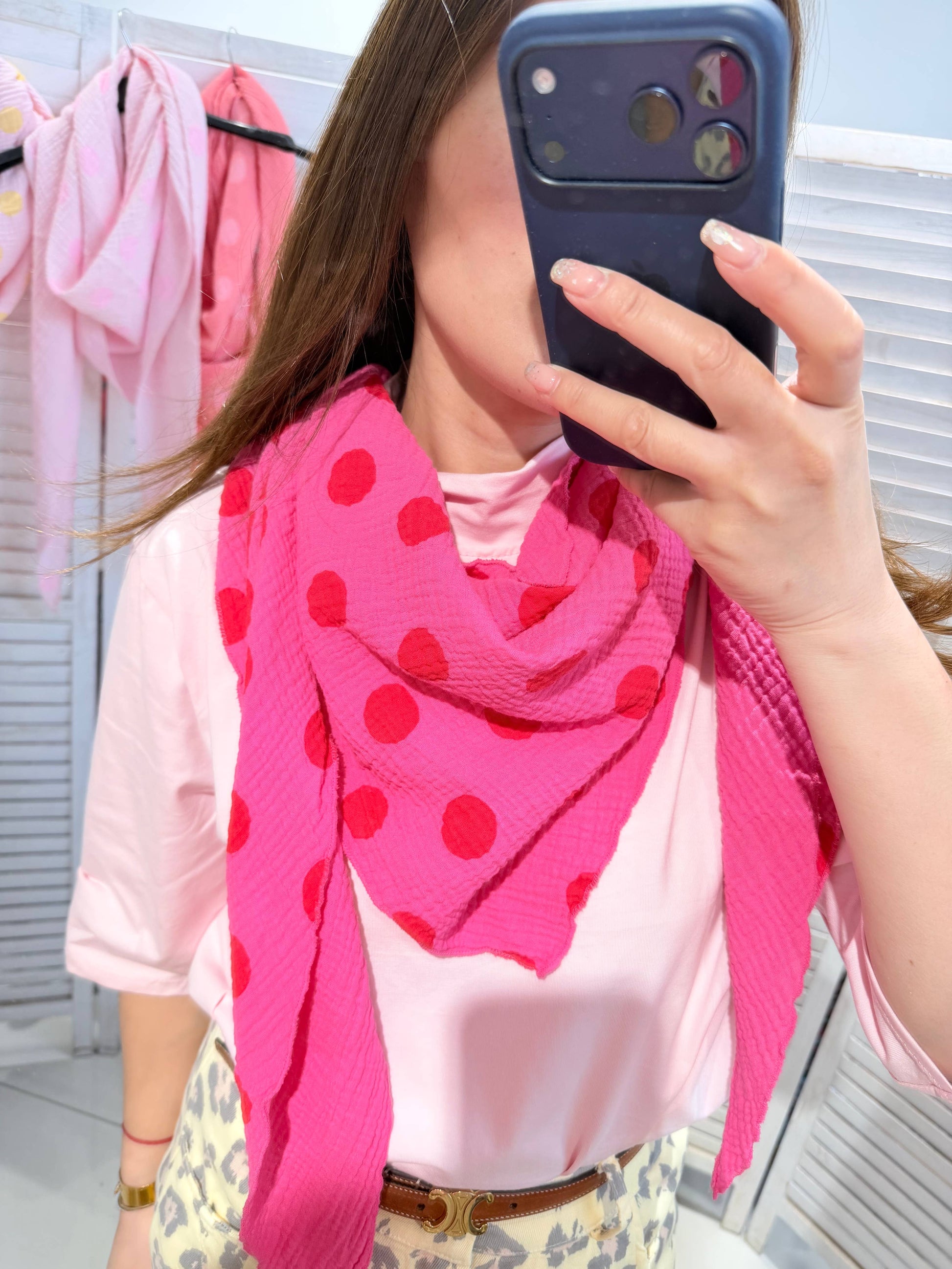 ROSE PINK POLKAPRIKKET Tørklæde