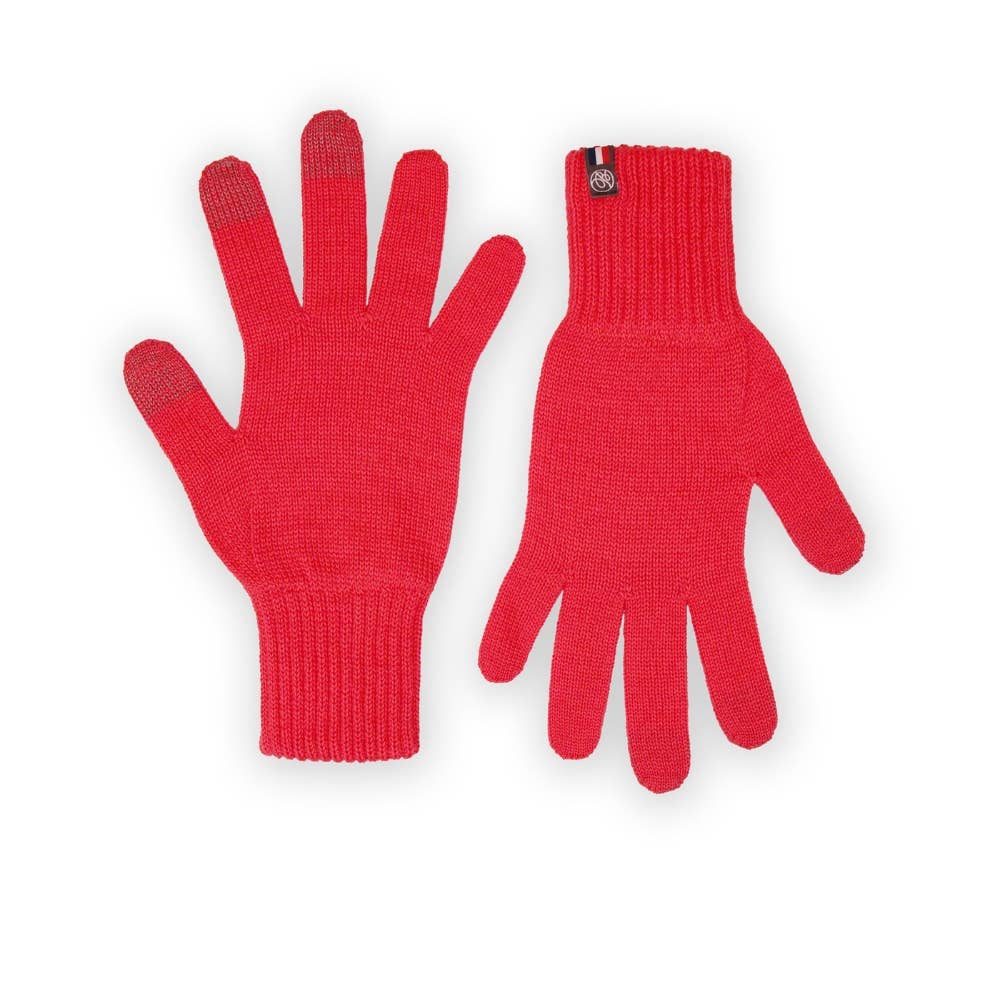 Røde uldhandsker L XL med touchscreen