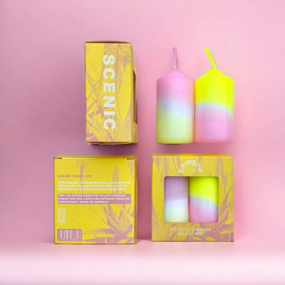 SCENIC gule og pink bloklys