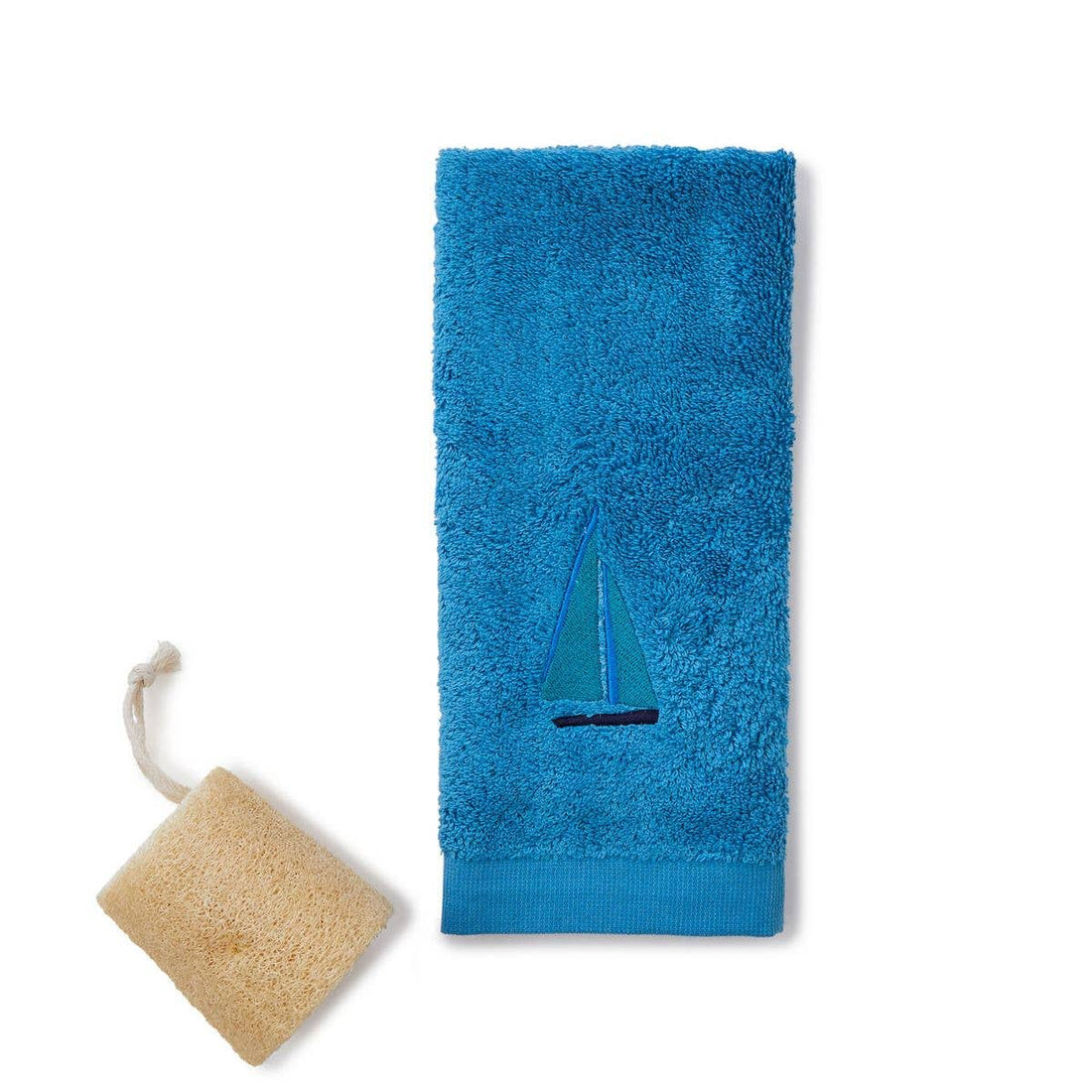 SEJLSKIB blåt gæstehåndklæde 30x50 cm