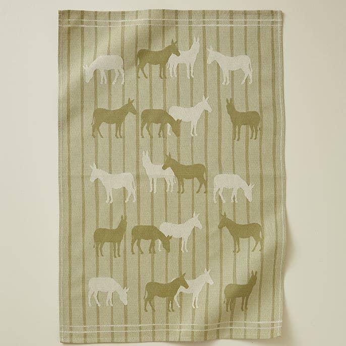 ÆSEL GRØNT STRIBET Viskestykke til landkøkkenet