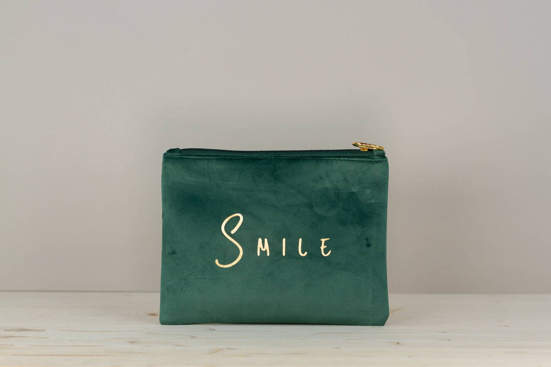 SMILE Makeuptaske i grønt velour