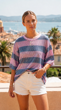 STRIPET BLÅ & PINK Paliet Top
