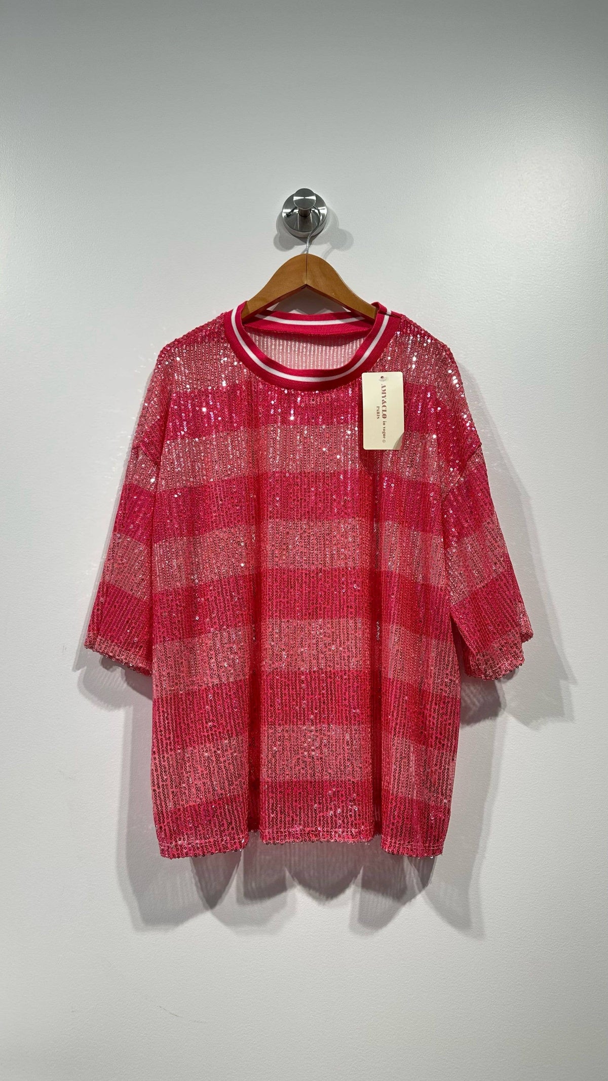 STRIPET PINK Paliet Top glittertop