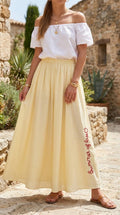 SUMMER OF LOVE Gulstripet Nederdel bomuld sommer