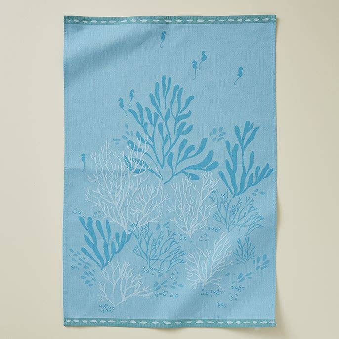 Viskestykke med blåt havmotiv