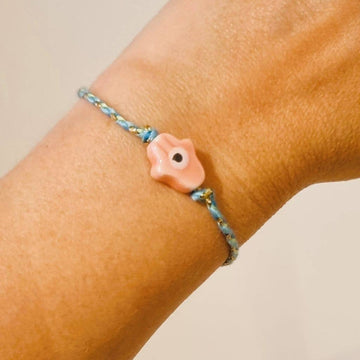 PINK HAMSAHÅND Charm Armbånd