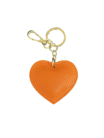 ORANGE HJERTE Læder Nøglering