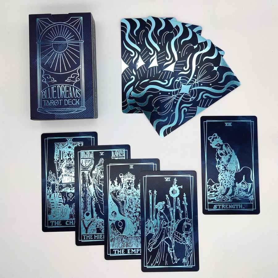 blå luksus holografiske tarotkort rider waithe