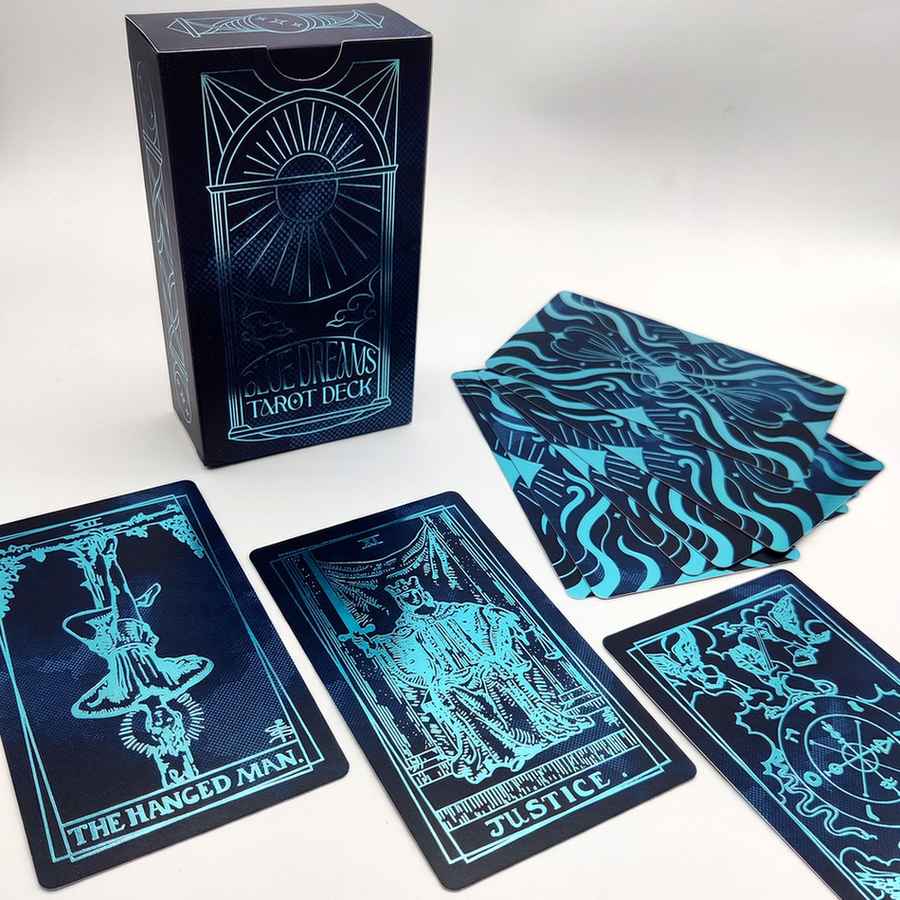 blå luksus mystical holografiske tarotkort