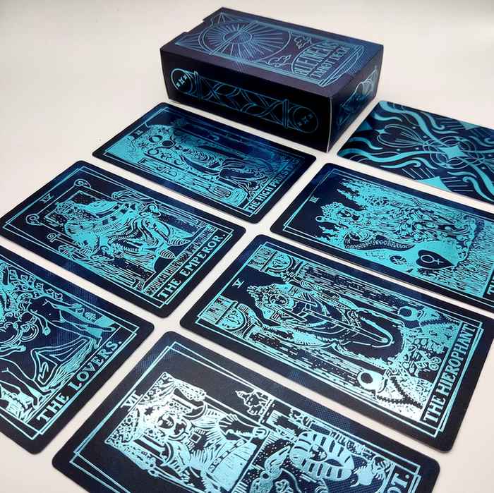 blå mystical tarotkort
