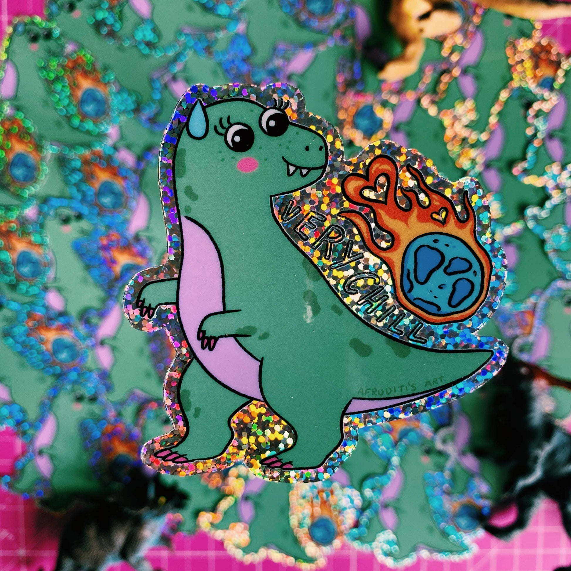 chill dino sticker på vandflaske
