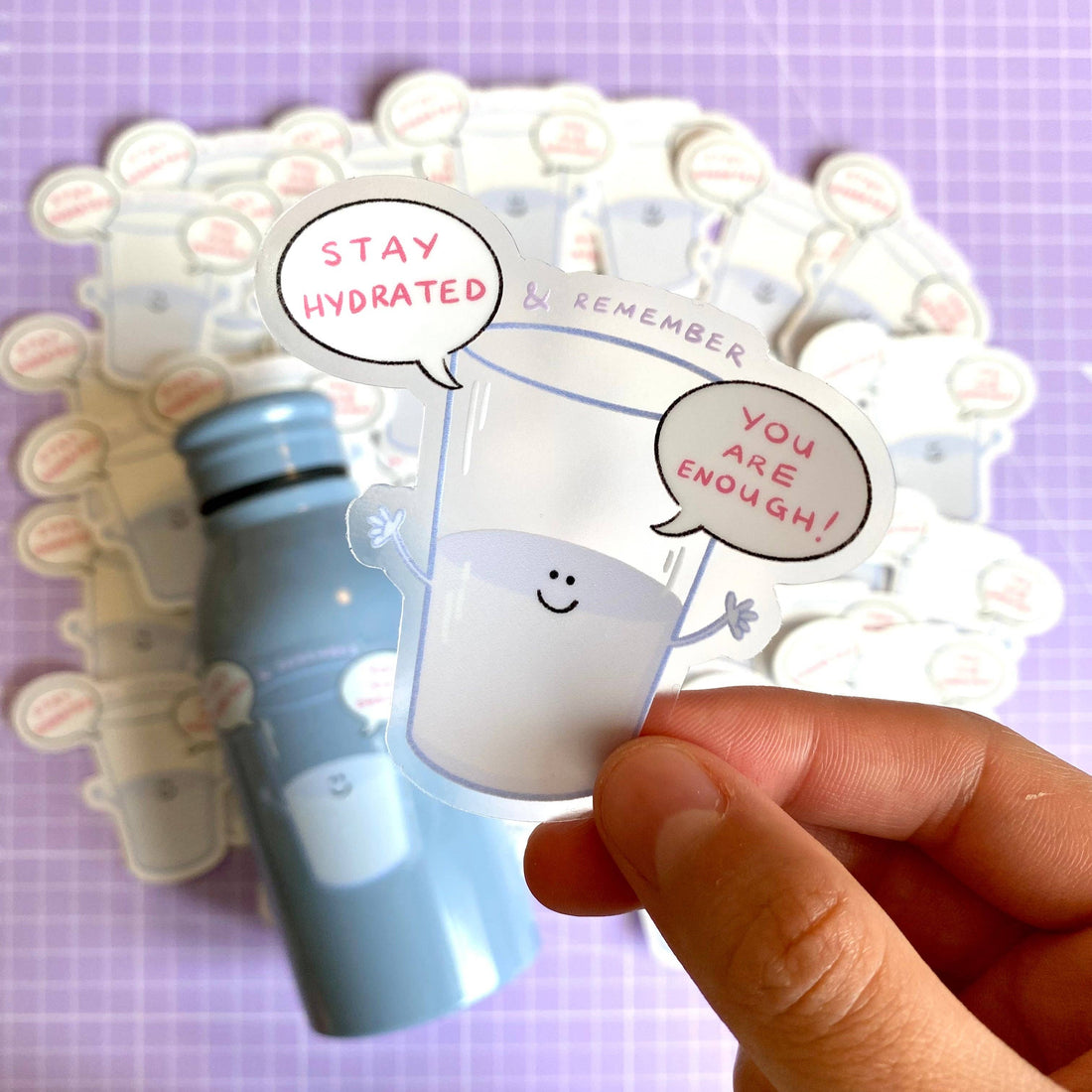 stay hydrated klistermærke på vandflaske til hverdag