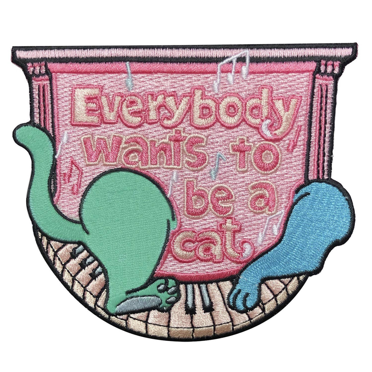 EVERYBODY WANTS TO BE A CAT Strygemærke, farverige katte og teksten EVERYBODY WANTS TO BE A CAT