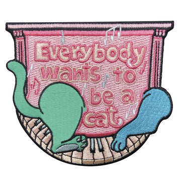 EVERYBODY WANTS TO BE A CAT Strygemærke, farverige katte og teksten EVERYBODY WANTS TO BE A CAT