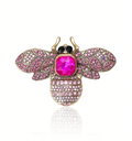 PINK FLUE Broche, pink flue med stor pink sten