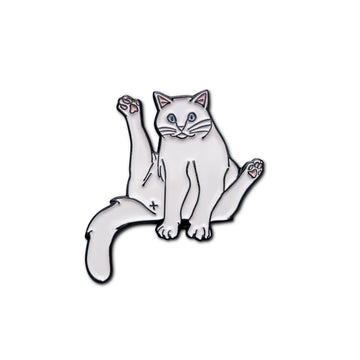 HVID SIDDENDE KAT Pin