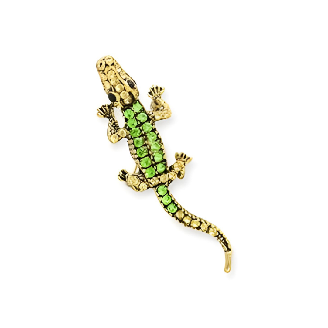 grøn glitter krokodille broche