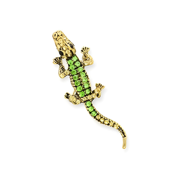 grøn glitter krokodille broche