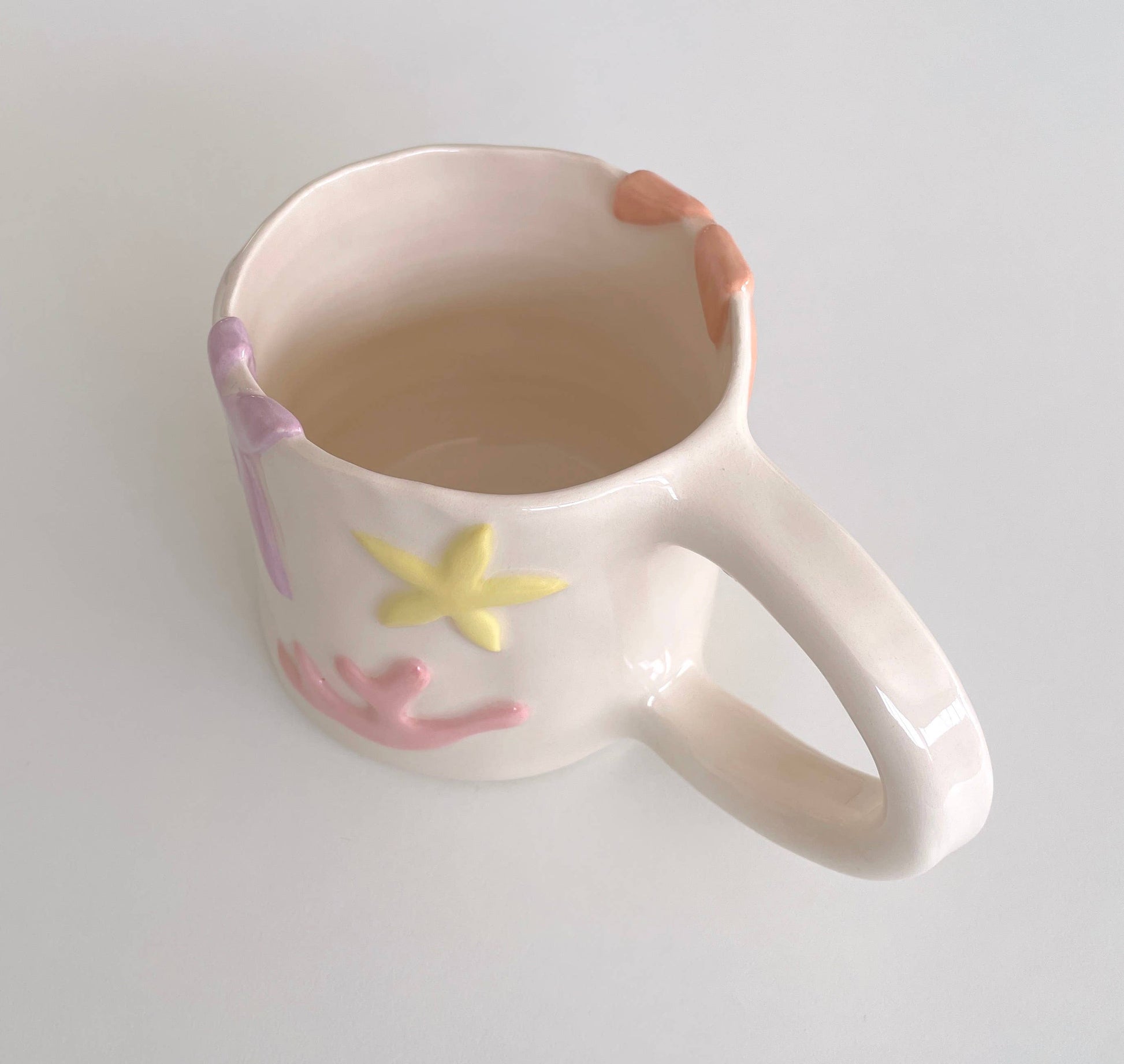 håndmalet havinspireret keramikkop til kaffe og te