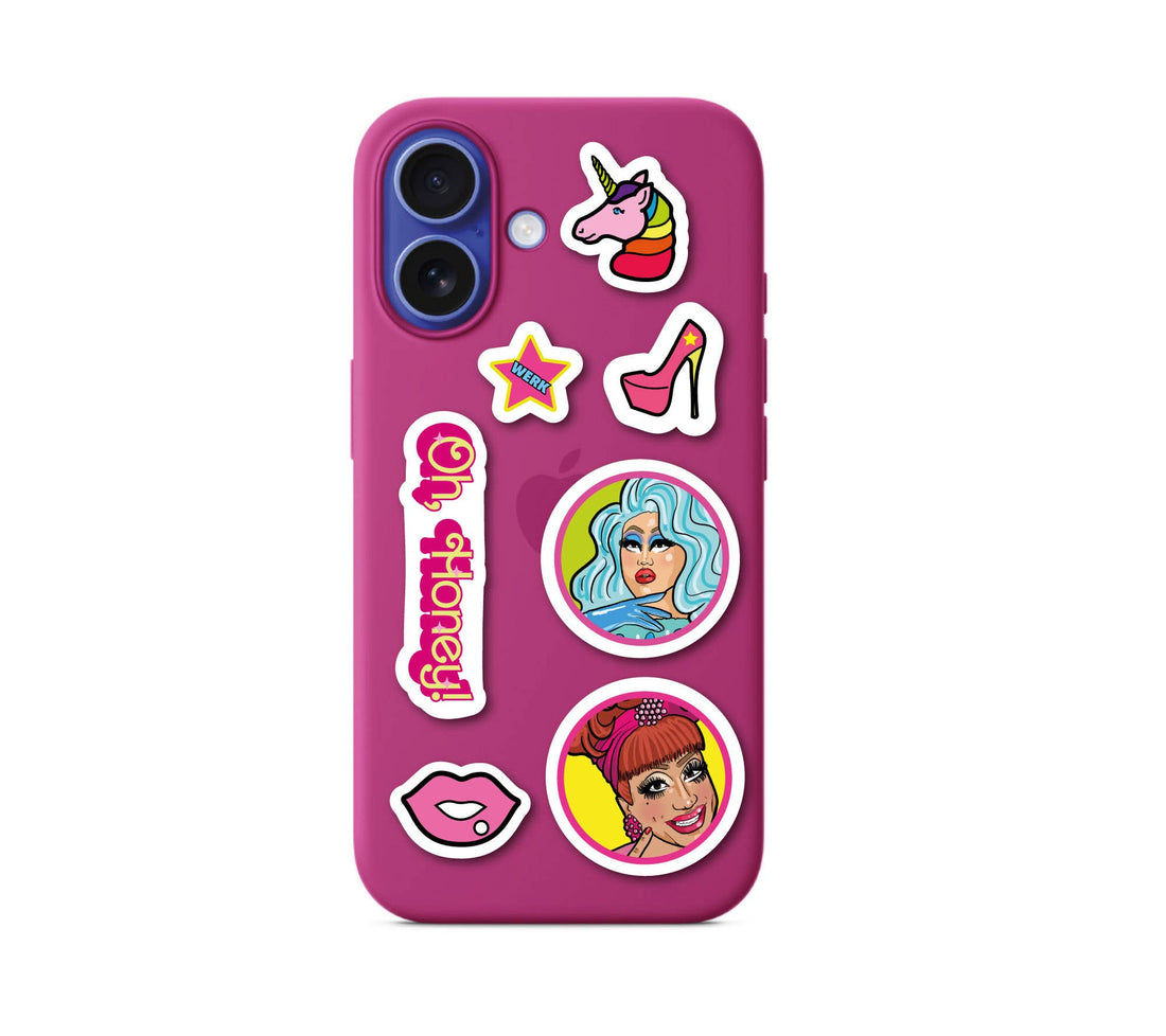 Farverige drag queen klistermærker med attitude