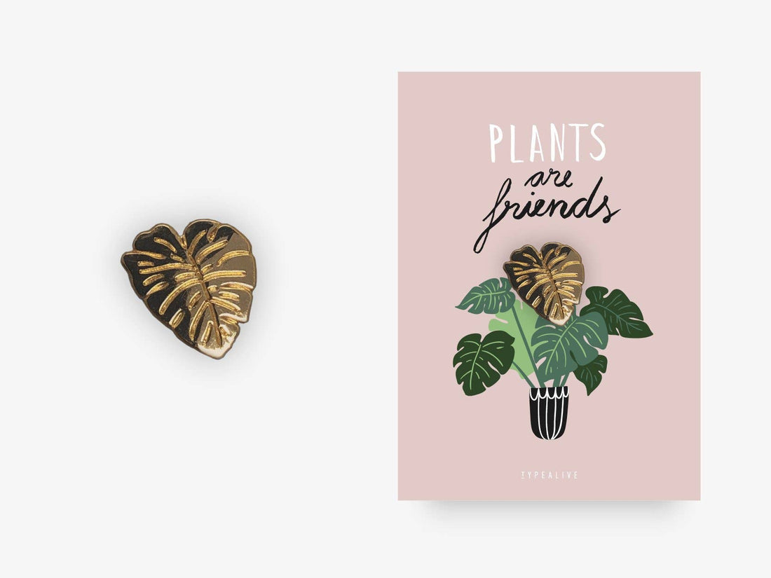 monstera pin på denimjakke til planteelsker