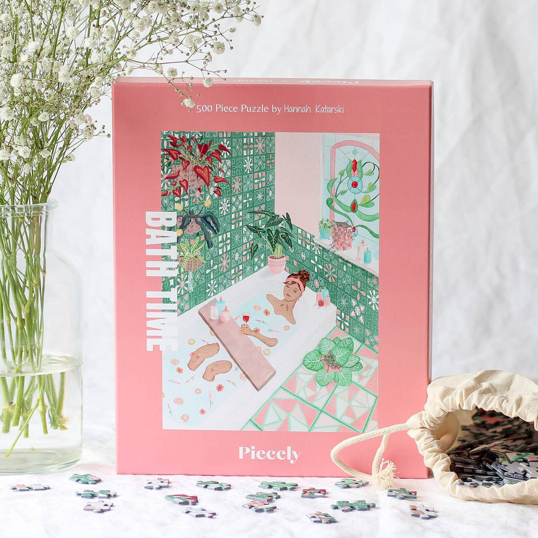 puslespil med badekar og stearinlys illustration