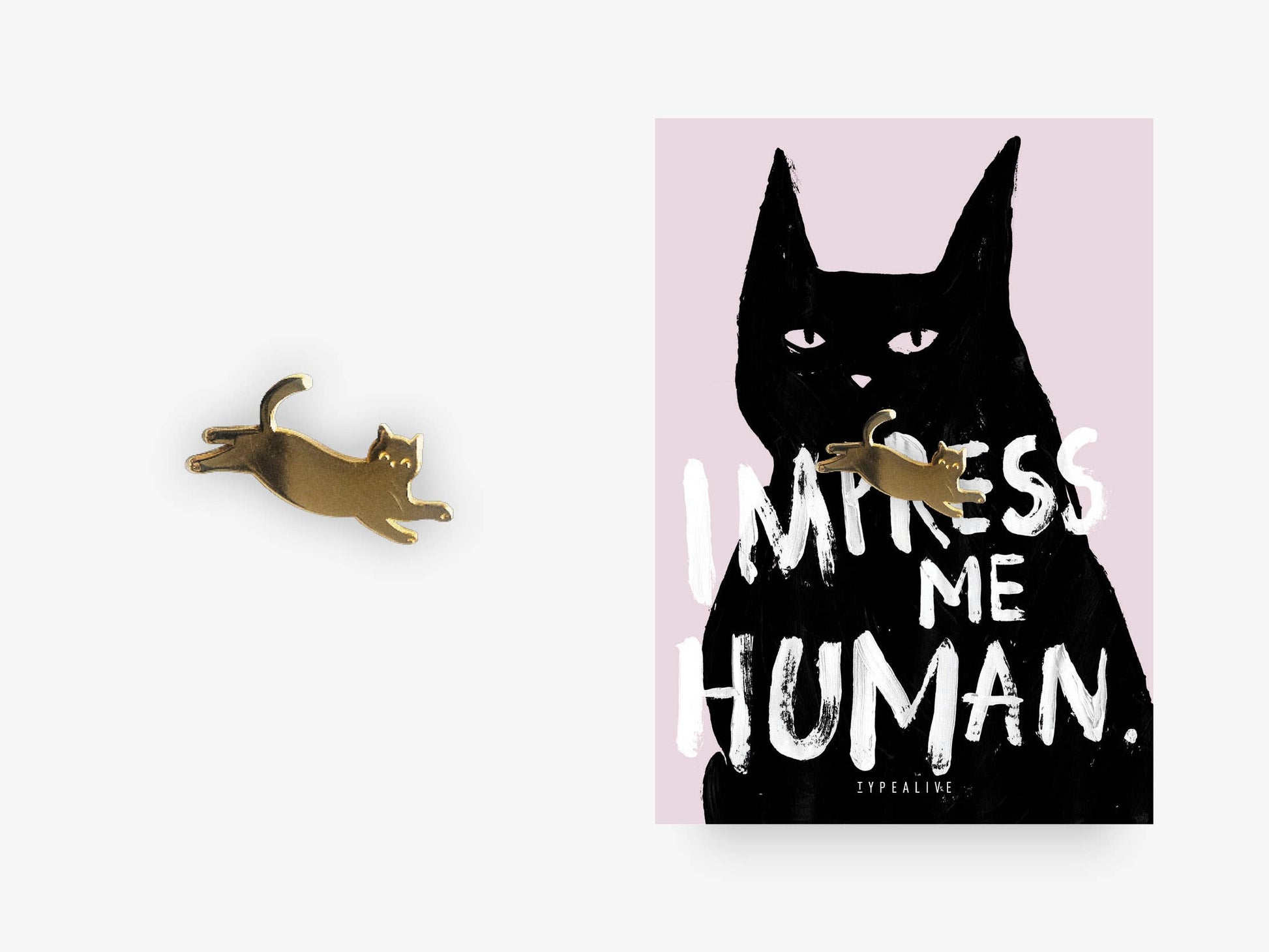sjov kat pin på totebag