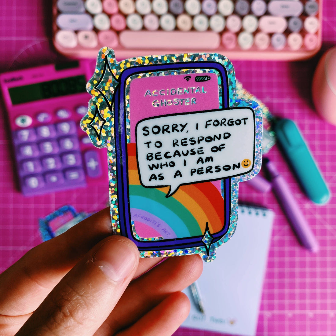 sjov klistermærke på laptop om at glemme at svare