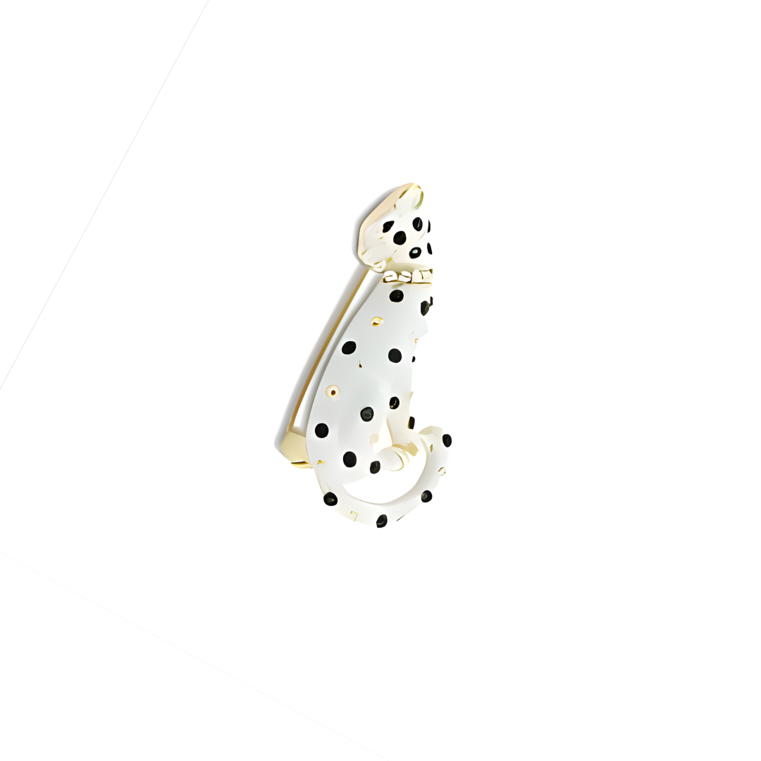 sneleopard broche i hvid