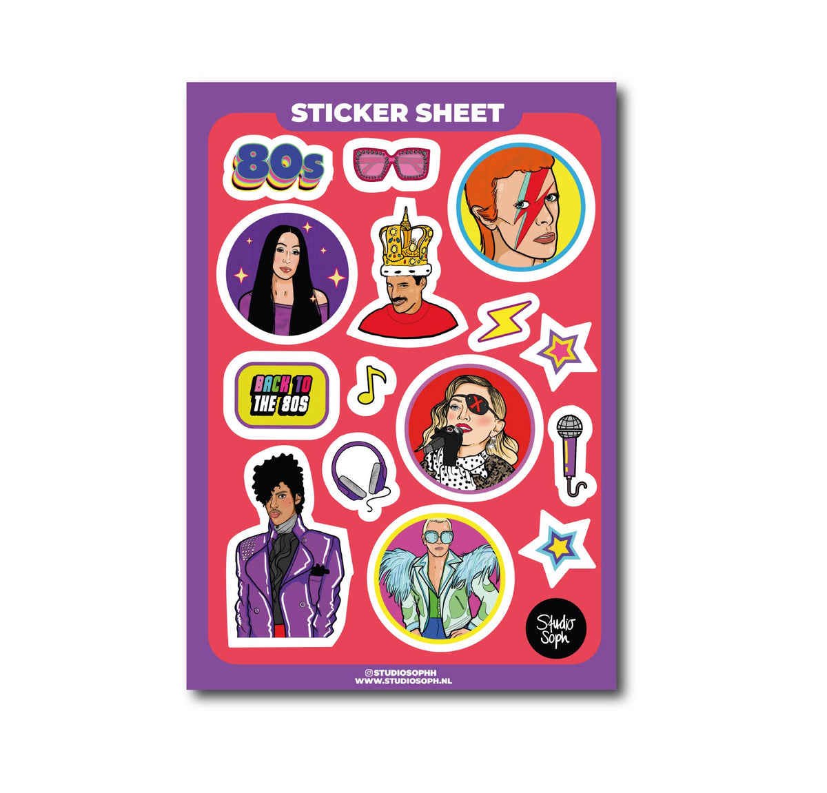 80'S SUPER STARS A5 Klistermærkeark, produktfoto 4